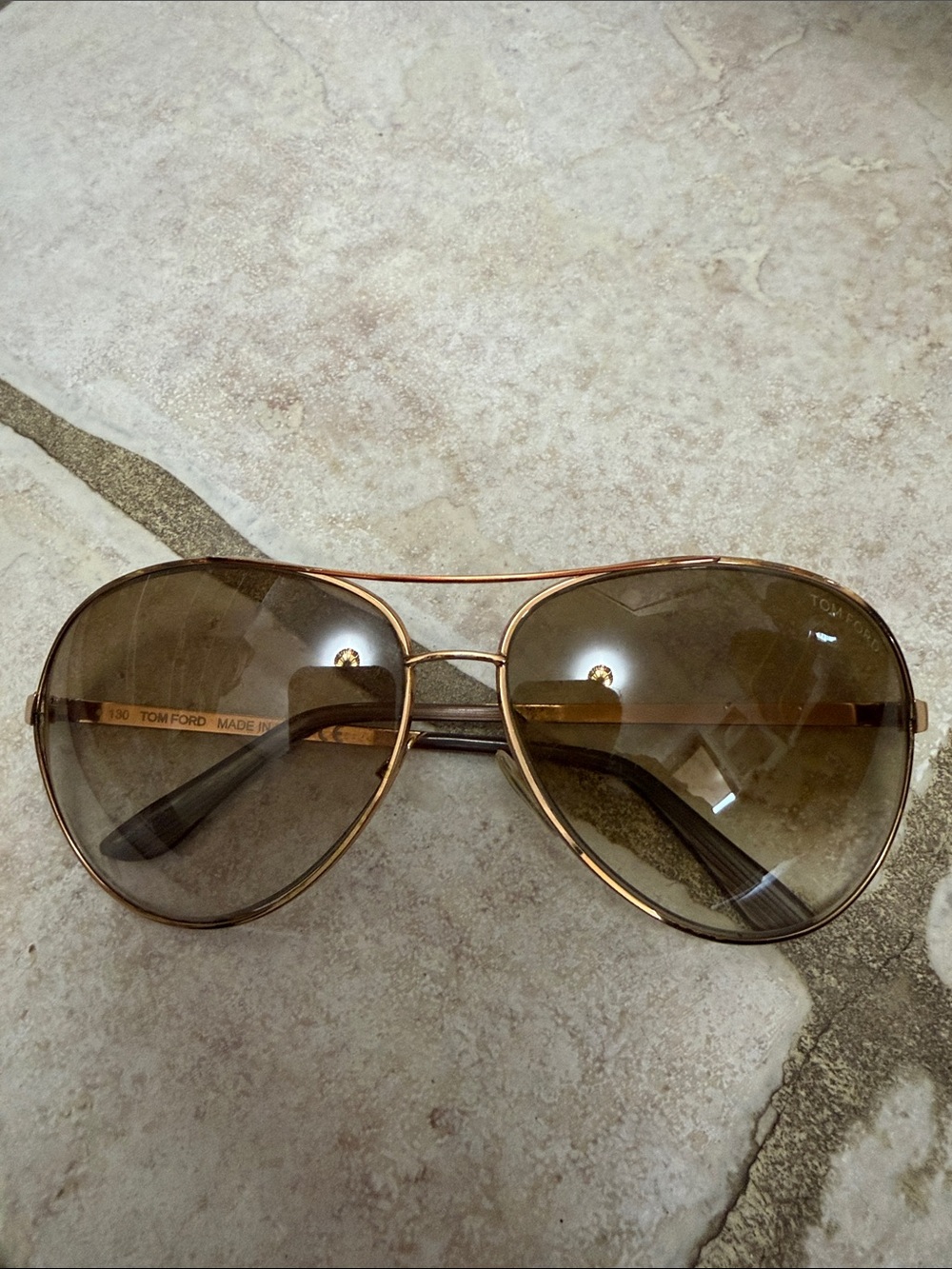 Tom Ford Aviator Sunglasses in Brown Gradient Lenses with Gold Frame